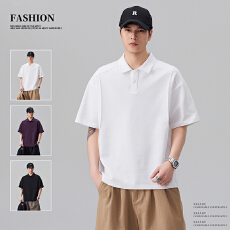 实拍2026夏季新款结构设计短袖POLO衫男休闲百搭宽松翻领半袖上衣