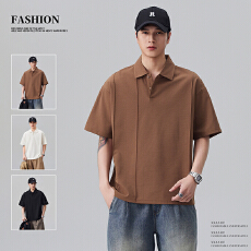 实拍2026夏季新款POLO衫男结构款弹力短袖纯色翻领宽松半袖T恤