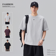 实拍2026夏季男士短袖T恤新款美式潮牌金属装饰百搭宽松休闲上衣