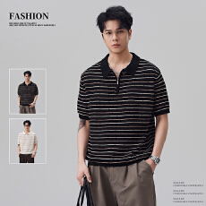 批发半拉链短袖POLO衫男2026夏季新款老钱风高级感镂空针织翻领上衣