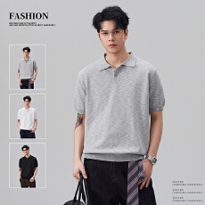 批发纯色短袖polo衫男款2026夏季新款简约老钱风针织休闲翻领上衣