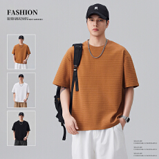 批发实拍2026夏季短袖t恤新款潮牌肌理感休闲圆领半袖<b class='q'>体恤</b>上衣<b class='q'>男</b>