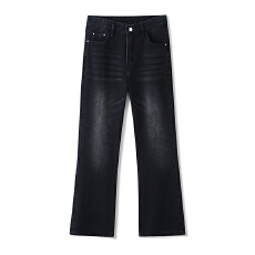 实拍2026新款半松紧腰美式高街牛仔裤微喇叭猫须复古百搭长裤男