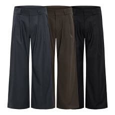 批发春夏新款复古双褶宽松垂感休闲西裤<b class='q'>男</b>高级感老钱风弯刀阔腿裤子