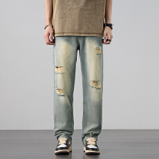 批发实拍2025春季新款简约牛仔裤<b class='q'>男</b>宽松哈伦微锥直筒裤子