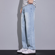 批发实拍2026夏季新款<b class='q'>男</b>士九分直筒牛仔裤宽松百搭简约<b class='q'>裤子</b>