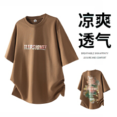 批发实拍2026夏季新款美式潮牌字母印花休闲体恤宽松潮流重磅T恤男