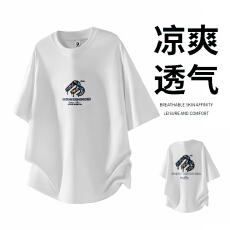 批发实拍2026夏季新款潮牌印花刺绣短袖t恤男国潮美式宽松T恤上衣