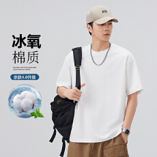 实拍2026夏季潮牌t恤青少年宽松百搭圆领纯色体恤短袖