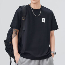 批发实拍2026夏季新款潮牌宽松圆领短袖T恤男百搭圆领半袖