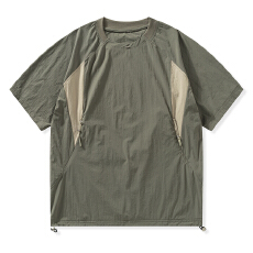 批发实拍2026夏季新款圆领短袖男薄款T恤透气凉感拼色上衣潮