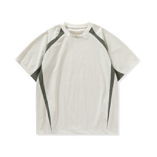 批发实拍2026夏季新款美式休闲风拼色短袖T恤男士透气日常通勤上衣