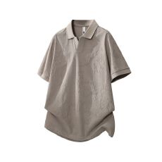 批发实拍2026夏季新款Polo衫男翻领提花纹理体恤百搭休闲潮牌重磅短袖