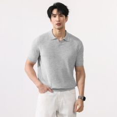 批发夏季老钱风麻棉短袖T恤男士翻领宽松针织<b class='q'>衫</b>百搭休闲套头复古体恤