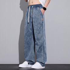 批发实拍2026<b class='q'>夏</b>季新款天丝莱赛尔炒雪花休闲裤男宽松百搭松紧腰