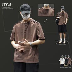 实拍2026夏季新款潮牌肩宽廓形休闲圆领T恤上衣宽松百搭大码体恤