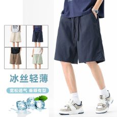 批发实拍夏季五分裤赛尔<b class='q'>亚麻</b>裤子男薄款宽松直筒中裤天丝休闲短裤