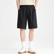 批发实拍夏季新款日系潮牌休闲<b class='q'>西装</b>短裤<b class='q'>男</b>百搭半松紧腰舒适五分裤