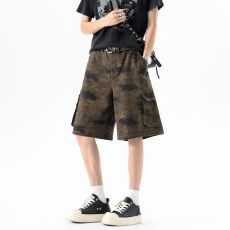 美式复古休闲多口袋工装迷彩短裤男夏季宽松直筒百搭潮牌五分中裤