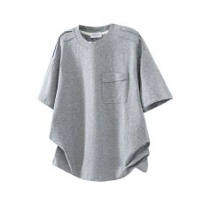 批发实拍夏季新款特殊破洞莱赛尔面料口袋结构设计美式潮牌短袖t恤男
