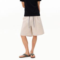 实拍夏季冰丝多巴胺泡泡格子休闲速干短裤男宽松运动沙滩五分中裤