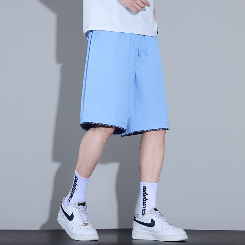 실사 여름 새로운 양이온 패치 오부 바지 남자 루즈핏 다용도 미니멀리즘 자수 캐주얼 반바지