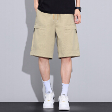 批发实拍夏季新款锦纶速干工装五分休闲裤<b class='q'>男</b>宽松百搭凉感弹力运动<b class='q'>短裤</b>