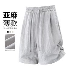 批发实拍夏季薄款莱赛尔<b class='q'>亚麻</b>短裤男士新款舒适直筒纹理感五分短裤