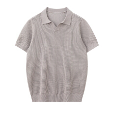 批发实拍老钱华夫格肌理<b class='q'>POLO</b><b class='q'>衫</b><b class='q'>男</b>夏季新款潮牌提花针织透气V领短袖T恤