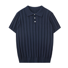 批发实拍老钱风针织短袖<b class='q'>POLO</b><b class='q'>衫</b><b class='q'>男</b>士镂空夏季新款休闲透气翻领t恤