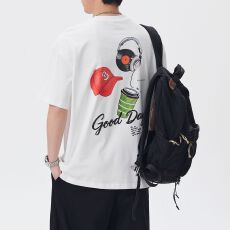 批发实拍美式潮牌纯棉刺绣重磅水洗短袖t恤男夏季宽松圆领半袖上衣