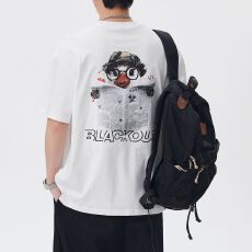 批发实拍美式潮牌纯棉刺绣重磅水洗短袖t恤男夏季宽松圆领半袖体恤