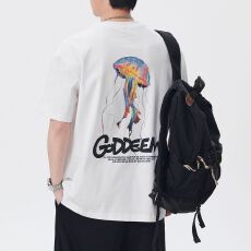 批发实拍美式潮牌纯棉刺绣重磅印花短袖t恤男夏季新款宽松圆领半袖