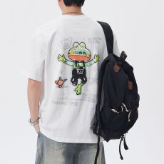批发实拍夏季美式潮牌纯棉刺绣重磅印花短袖t恤男宽松圆领半袖上衣
