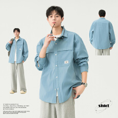 批发实拍2026秋季高级感工装<b class='q'>衬衫</b><b class='q'>男士</b>长袖春秋新款痞帅休闲<b class='q'>衬衣</b>外套