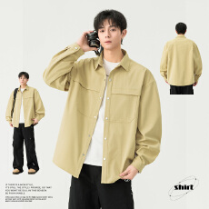 批发实拍2026秋季高级感工装<b class='q'>衬衫</b><b class='q'>男士</b>长袖百搭痞帅休闲<b class='q'>衬衣</b>外套