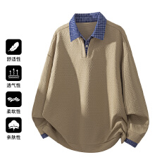 批发实拍秋季新款<b class='q'>衬衫</b>领卫衣<b class='q'>男</b>潮牌肌理感上衣服格纹休闲套头<b class='q'>长袖</b>体恤