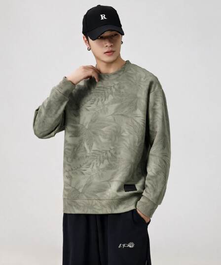 실사 2026 가을 겨울 새로운 조수 브랜드 전체 인쇄 디자인 후드티 남성 라운드 넥 풀오버 트렌드 와 성별 다용도 맨위
