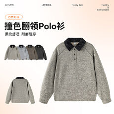 批发实拍2026秋冬新款重磅羊毛Polo衫男宽松百搭通勤翻领半纽扣卫衣