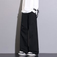 实拍2026秋冬新款美式洗水纯棉复古百搭直筒休闲裤男女阔腿工装裤