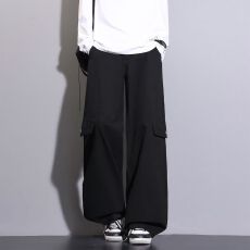 实拍2026秋冬新款美式洗水纯棉宽松直筒休闲裤男复古阔腿工装裤