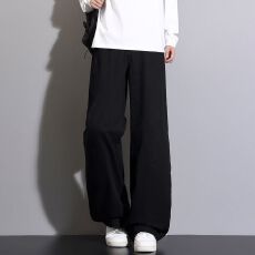 实拍2026秋冬新款美式洗水纯棉潮牌复古半松紧休闲小弯刀长裤