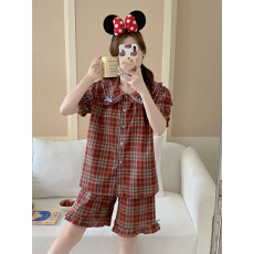 批发实拍实价 夏季新款睡衣女韩版宽松短袖休闲家居服套装