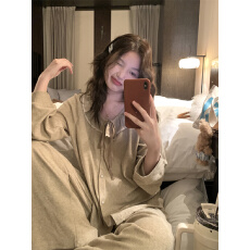 批发实拍实价秋冬新款可爱毛巾绒蕾丝花边拼接家居服<b class='q'>套装</b>