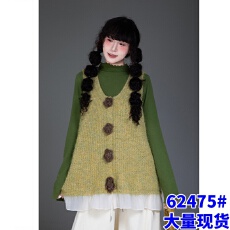 批发2025年新款秋季时尚百搭纯色立体钩花拼接<b class='q'>马甲</b>