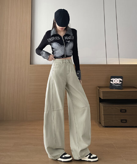 2026 이른 봄 새로운 패션 개성 없음 폭탄 데님 모통이 칼 바지