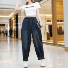 批发春夏宽松大码<b class='q'>哈伦</b>裤老爹裤民族风宽松女<b class='q'>牛仔</b>裤