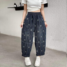 批发薄款夏宽松<b class='q'>大码</b><b class='q'>哈伦裤</b>老爹裤民族风宽松女牛仔裤