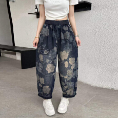 批发薄款夏宽松<b class='q'>大码</b><b class='q'>哈伦裤</b>老爹裤民族风宽松女牛仔裤