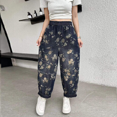 批发薄款夏宽松<b class='q'>大码</b><b class='q'>哈伦裤</b>老爹裤民族风宽松女牛仔裤